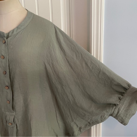 Jodifl Medium Oversized Green Dolman Sleeve Blouse Top Popover - Picture 4 of 10